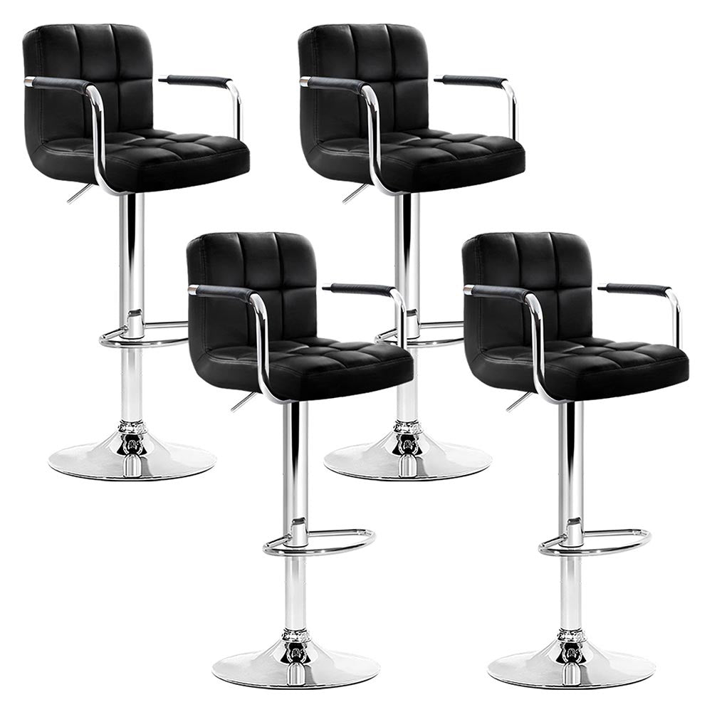 Marlook 4x Bar Stools Leather Gas Lift w/Armrest Black