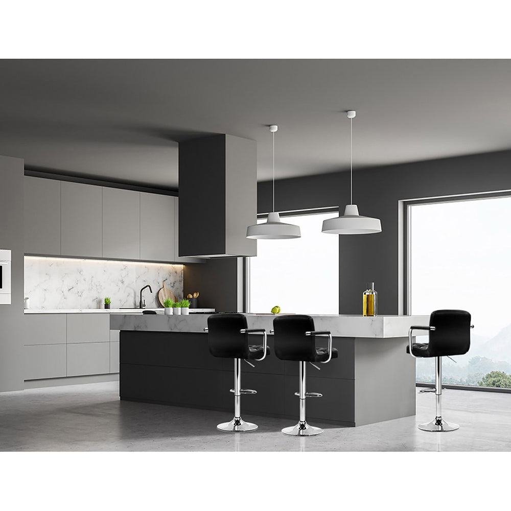 Marlook 4x Bar Stools Leather Gas Lift w/Armrest Black