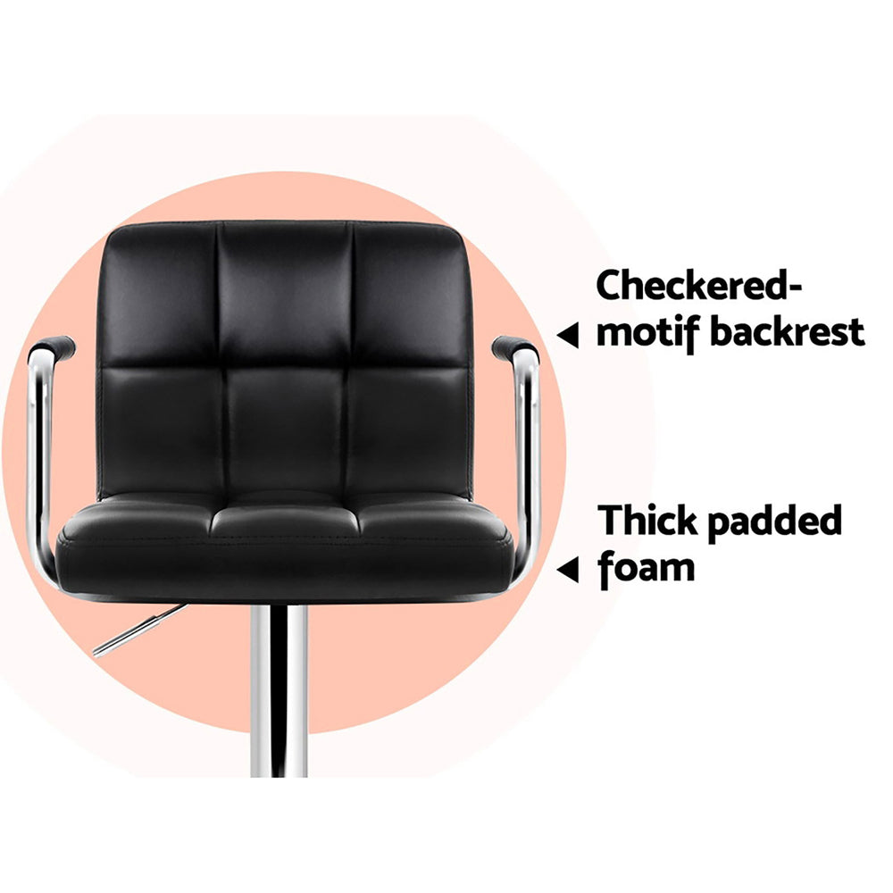 Marlook 4x Bar Stools Leather Gas Lift w/Armrest Black