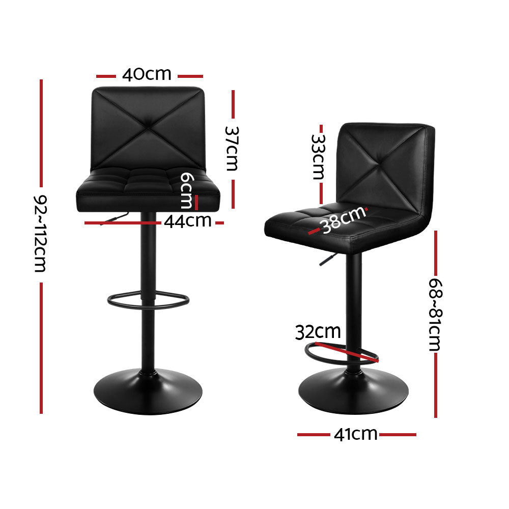 Marlook 4x Bar Stools Gas Lift Leather Chair Black