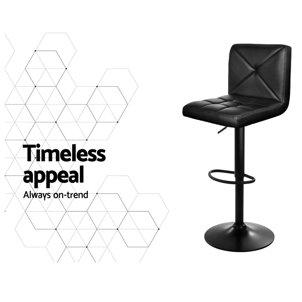 Marlook 4x Bar Stools Gas Lift Leather Chair Black