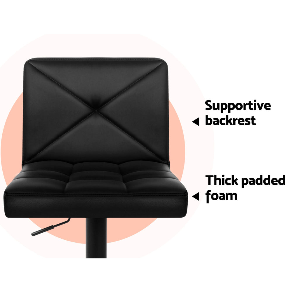 Marlook 4x Bar Stools Gas Lift Leather Chair Black