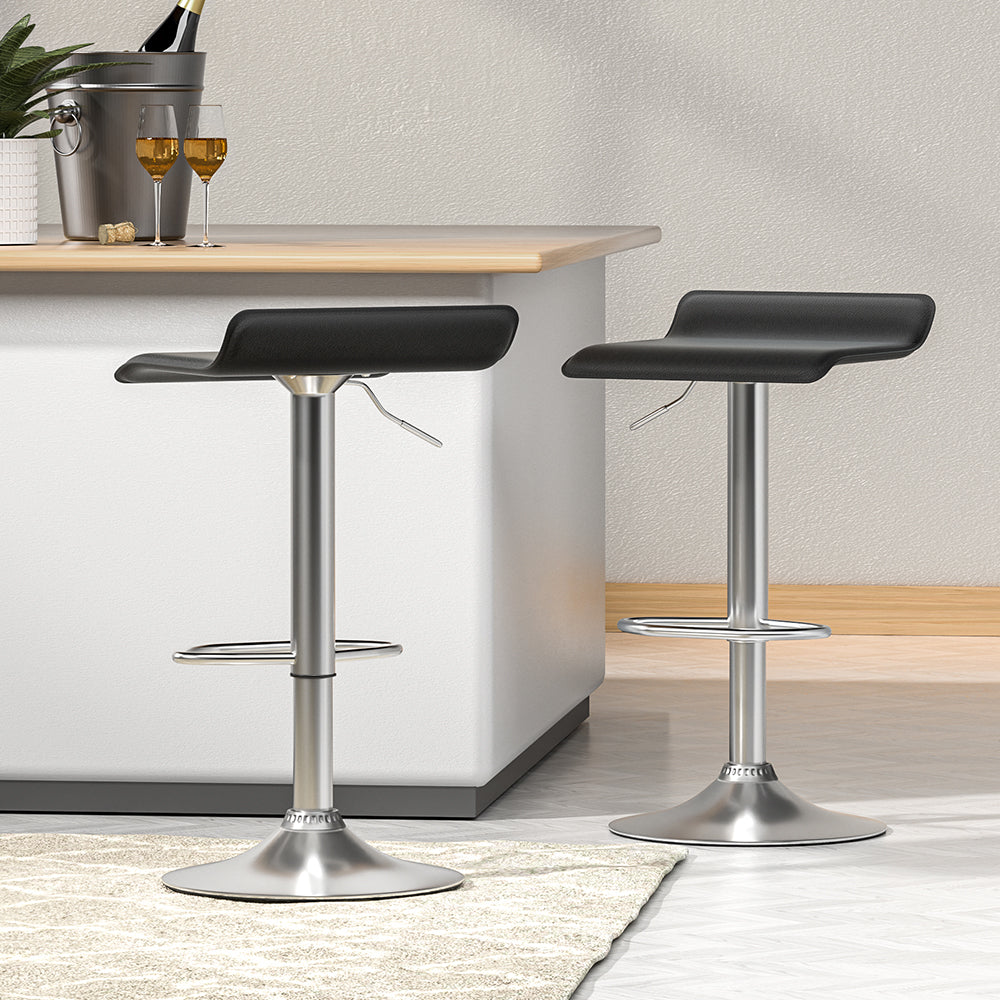 Marlook 2x Bar Stools Faux Leather Chair Black