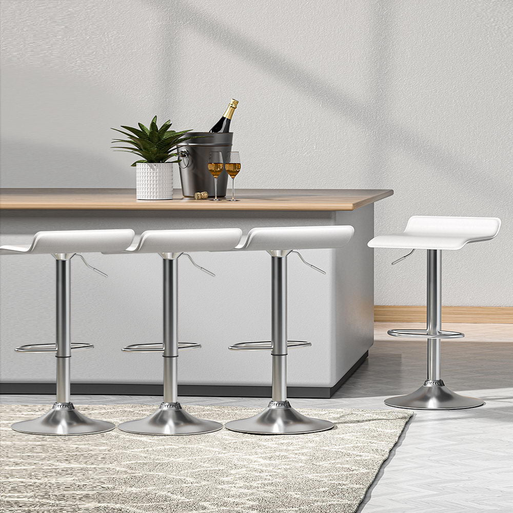 Marlook 4x Bar Stools Faux Leather Chair White