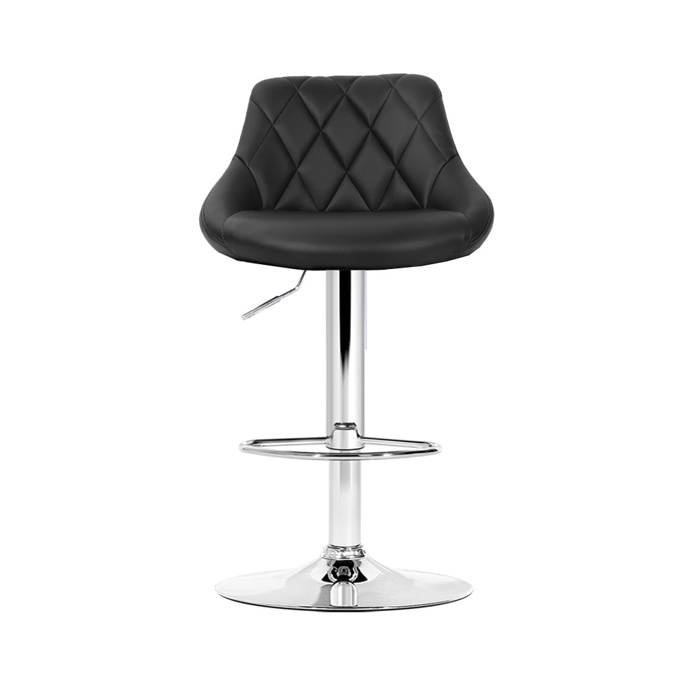 Marlook 4x Bar Stools Leather Padded Gas Lift Black