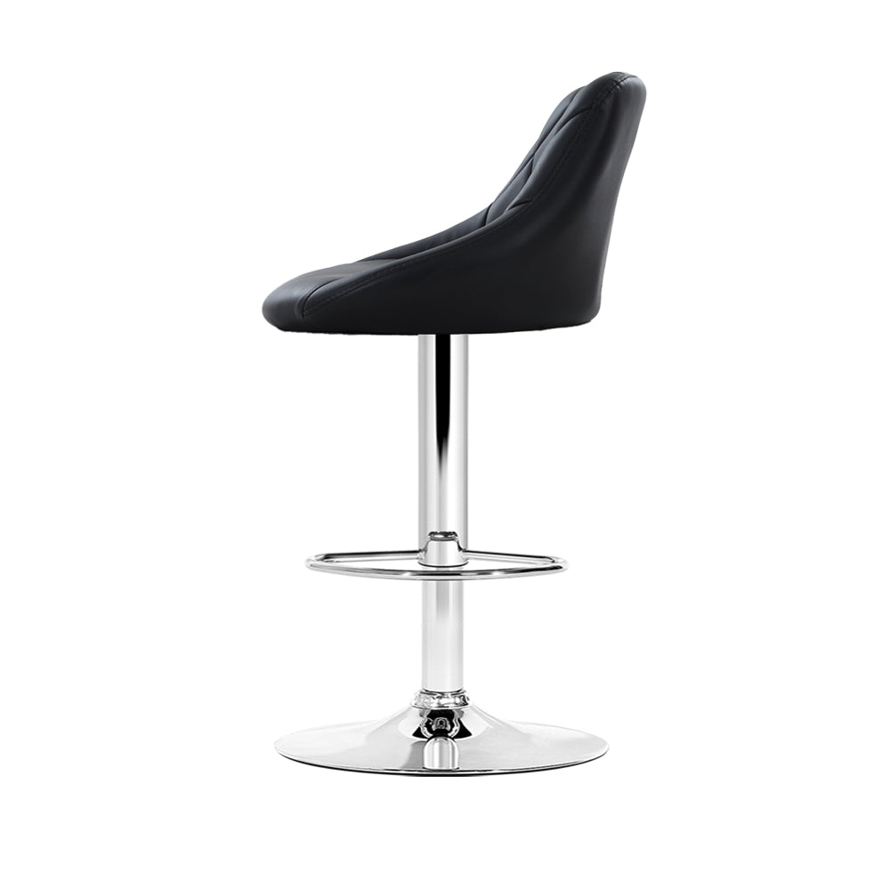 Marlook 4x Bar Stools Leather Padded Gas Lift Black