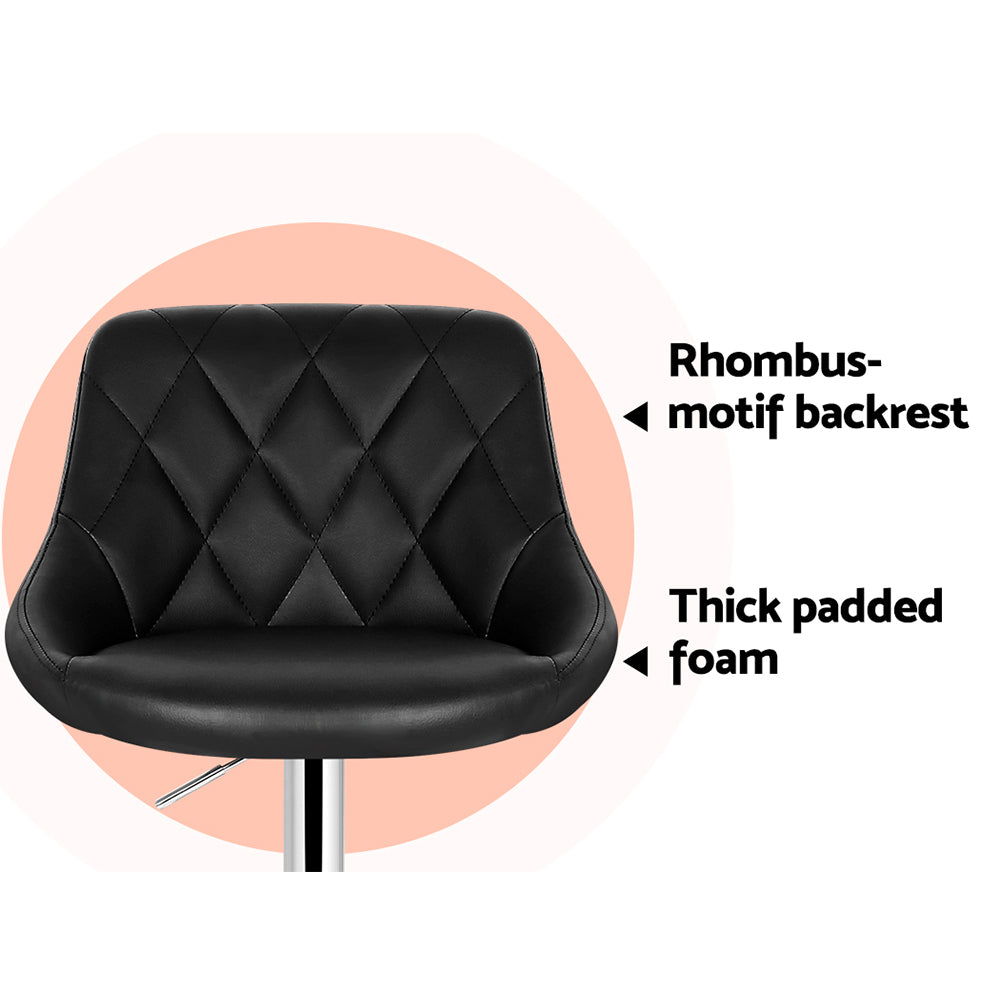 Marlook 4x Bar Stools Leather Padded Gas Lift Black