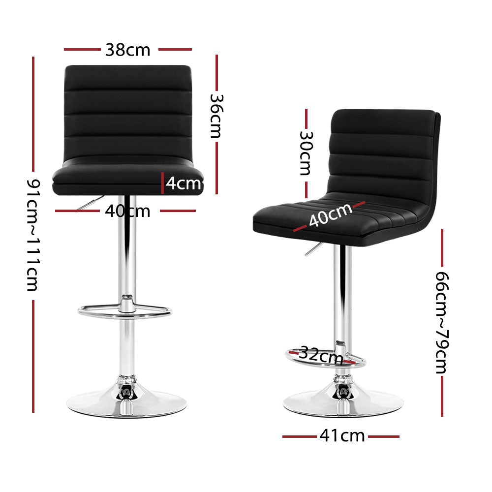 Marlook 4x Bar Stools Padded Leather Gas Lift Black