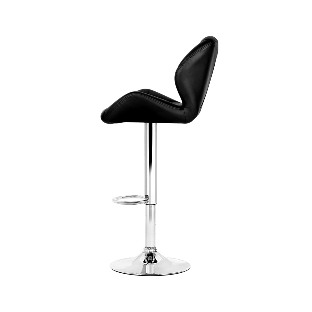 Marlook 4x Bar Stools Gas Lift Padded Leather Black