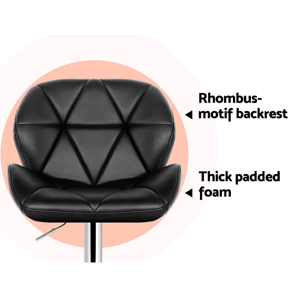 Marlook 4x Bar Stools Gas Lift Padded Leather Black