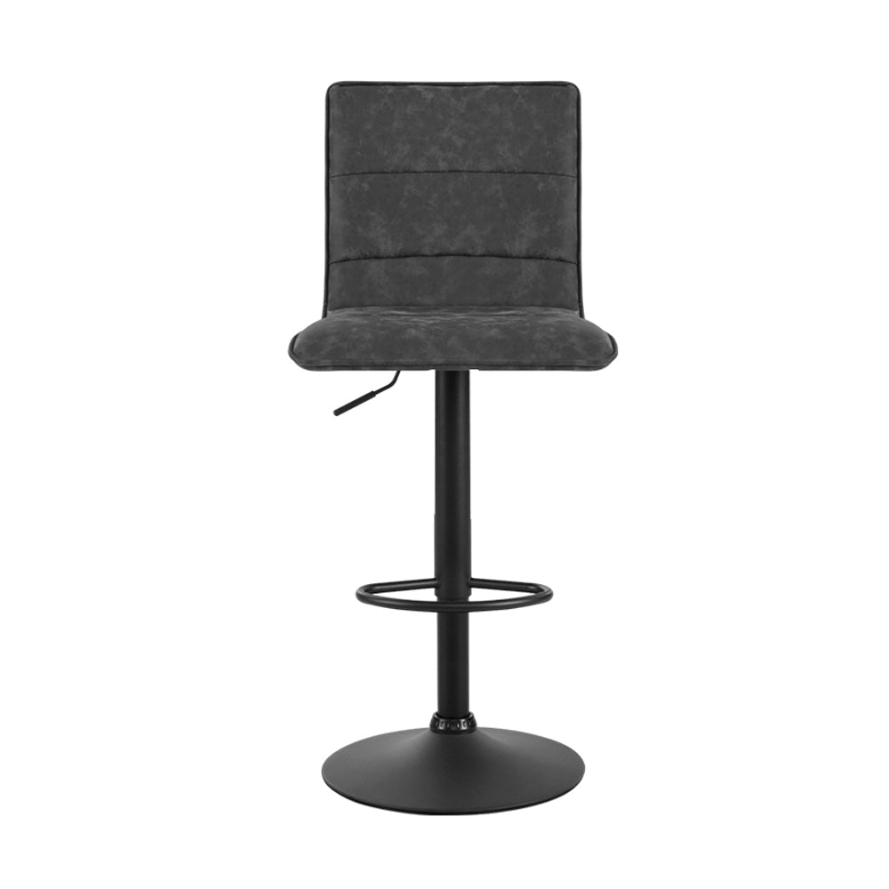 Marlook 2x Bar Stools Gas Lift Vintage Leather Grey