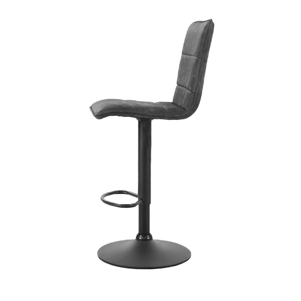 Marlook 2x Bar Stools Gas Lift Vintage Leather Grey