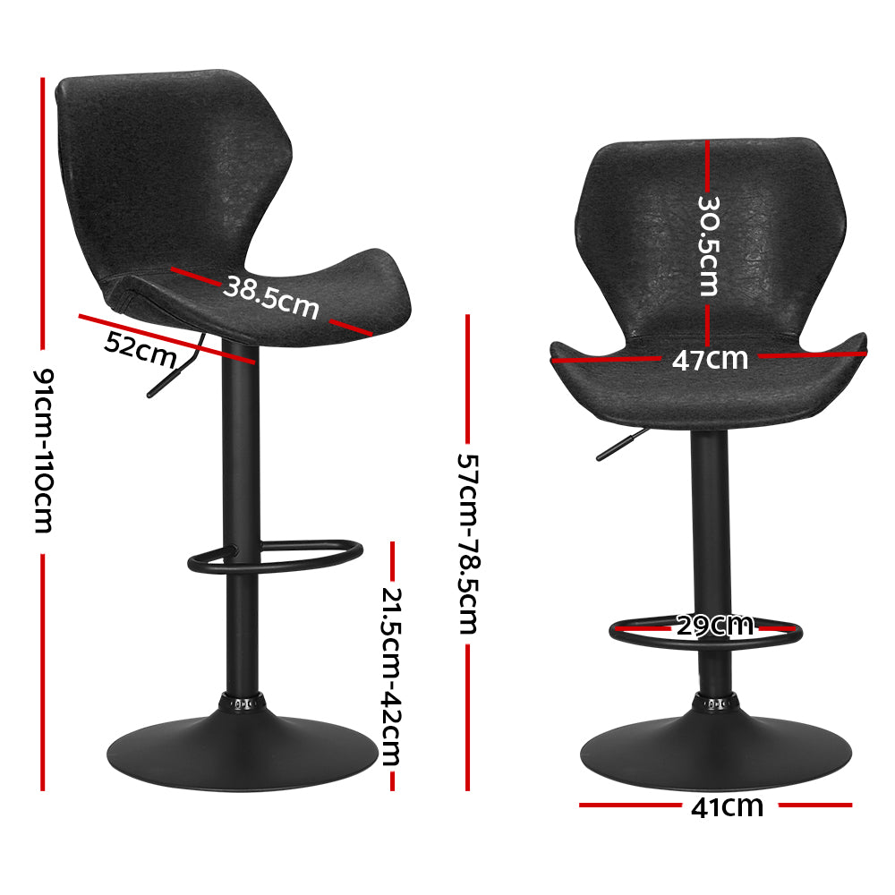 Marlook Bar Stools Kitchen Counter Stools Swivel Gas Lift Vintage Chairs Black x2