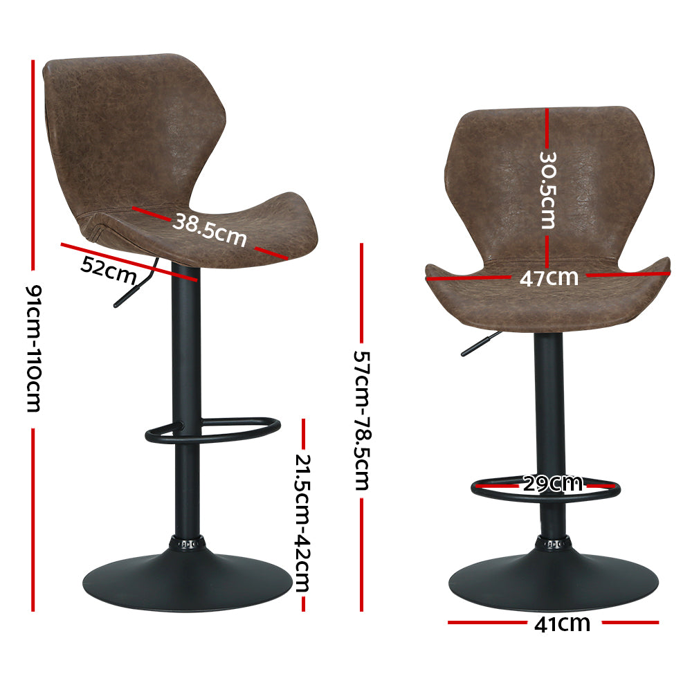 Marlook Bar Stools Kitchen Counter Stools Swivel Gas Lift Vintage Chairs Brown x2