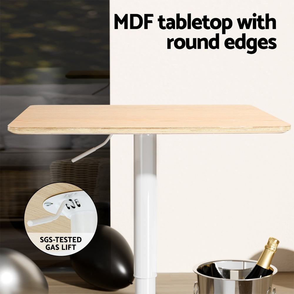 Marlook Bar Table Swivel Base Gas Lift Counter Dining Table 60CM Square Pine