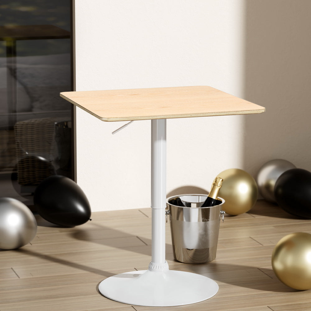 Marlook Bar Table Swivel Base Gas Lift Counter Dining Table 60CM Square Pine