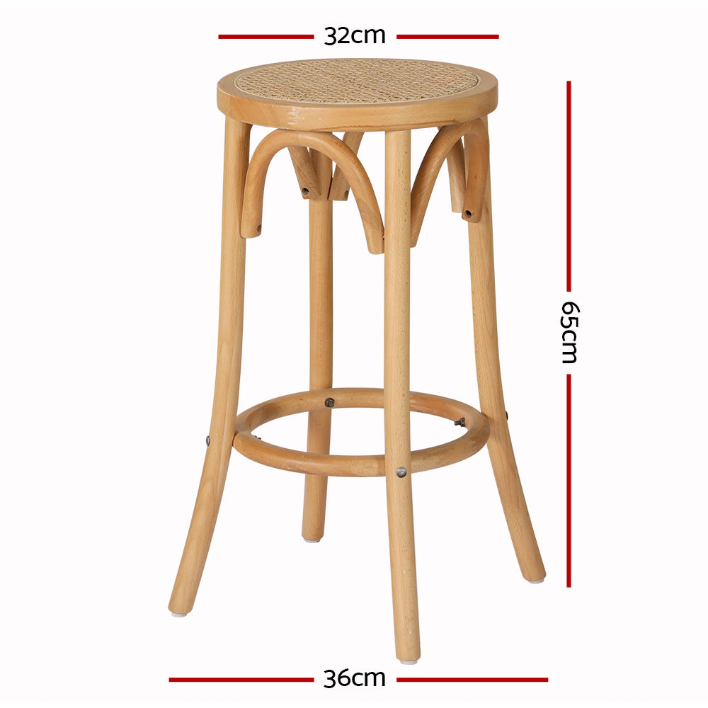 Marlook 2x Bar Stoosl Rattan Seat Wooden