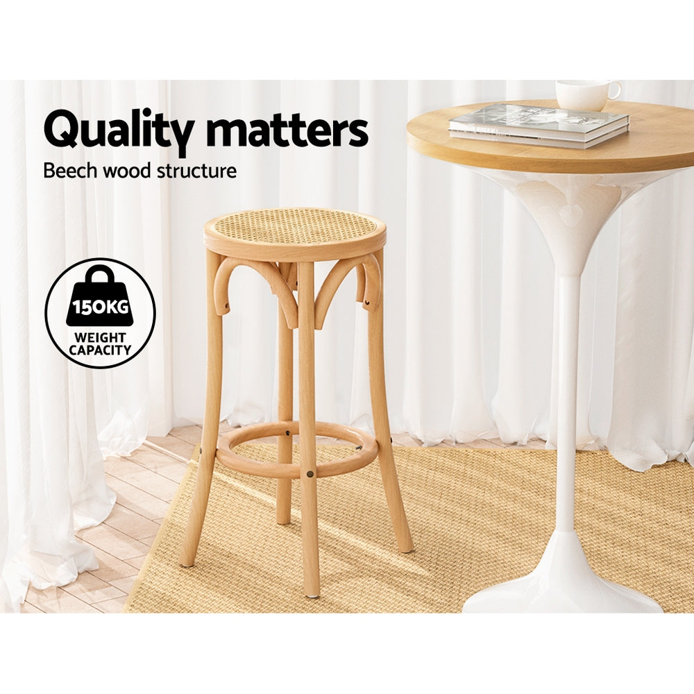 Marlook 2x Bar Stoosl Rattan Seat Wooden