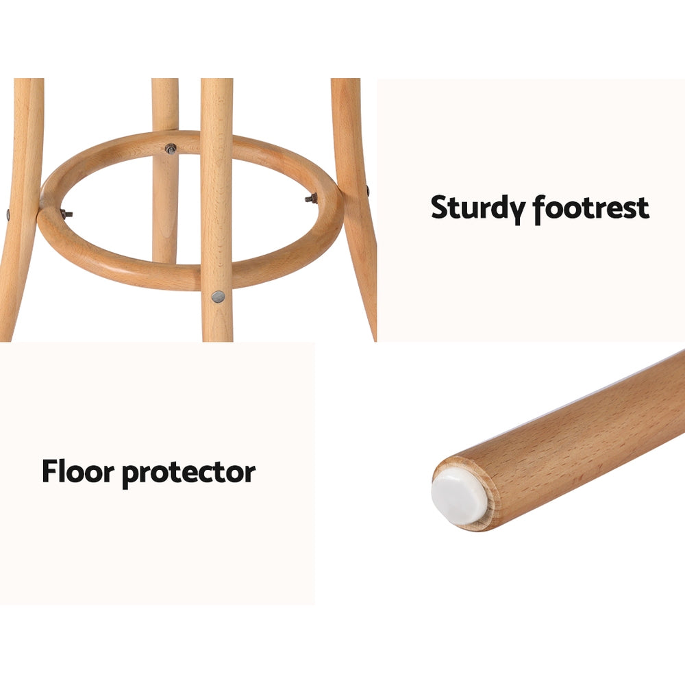 Marlook 2x Bar Stoosl Rattan Seat Wooden