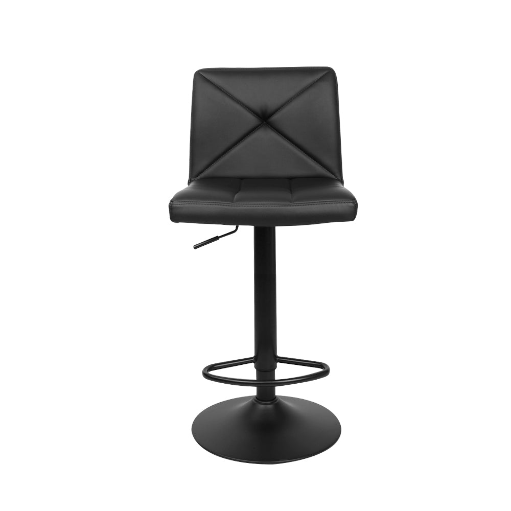 Marlook 2x Bar Stools Kitchen Dining Chairs Gas Lift Stool Leather Black