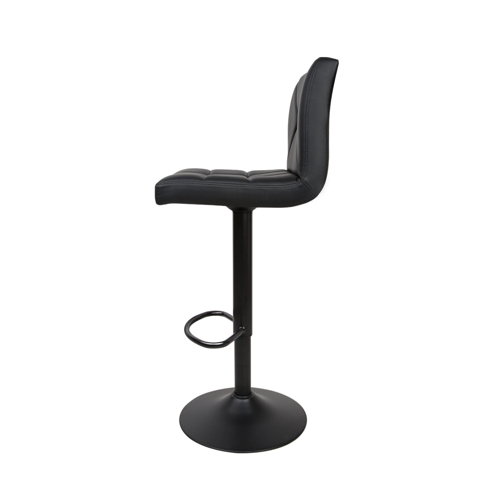 Marlook 2x Bar Stools Kitchen Dining Chairs Gas Lift Stool Leather Black