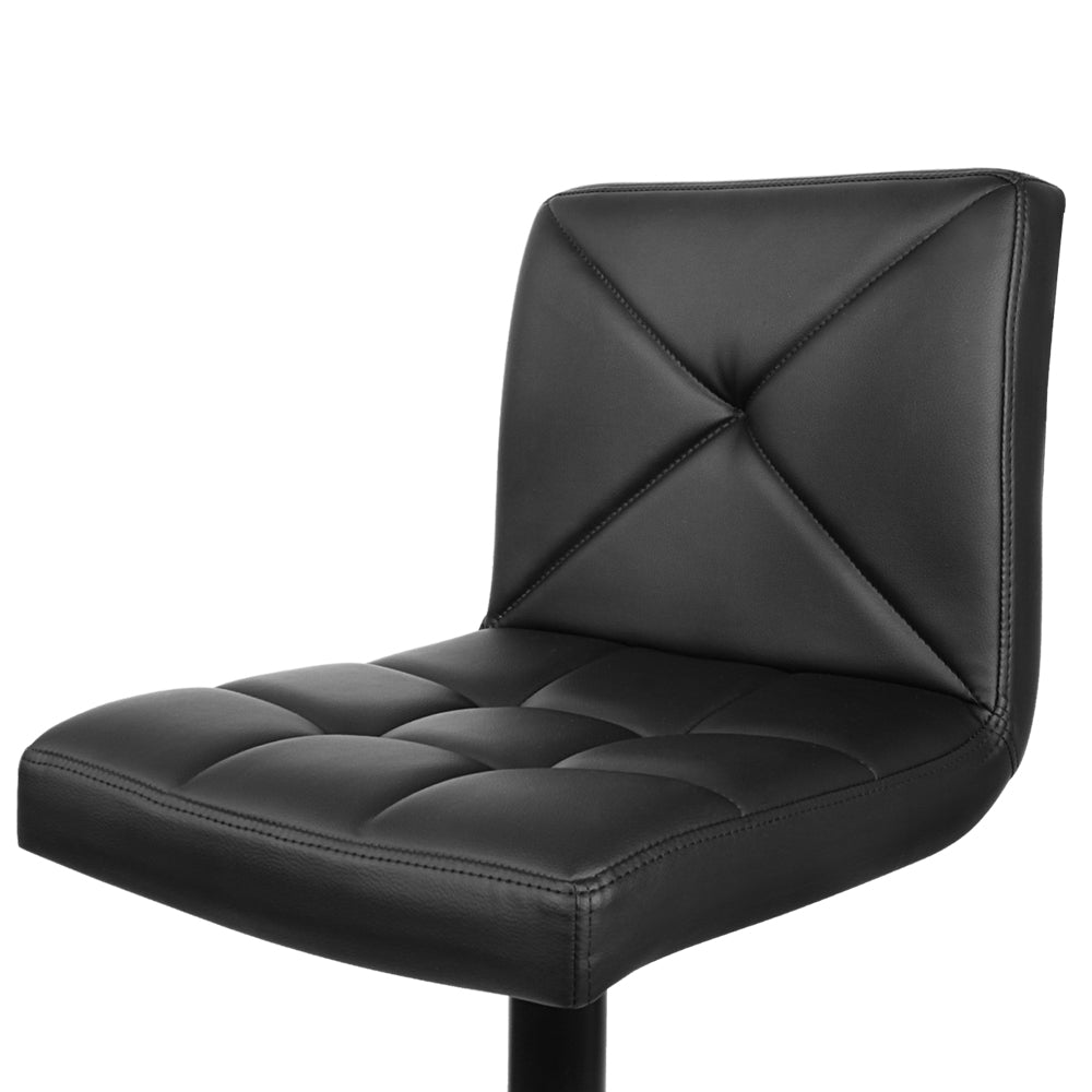 Marlook 2x Bar Stools Kitchen Dining Chairs Gas Lift Stool Leather Black