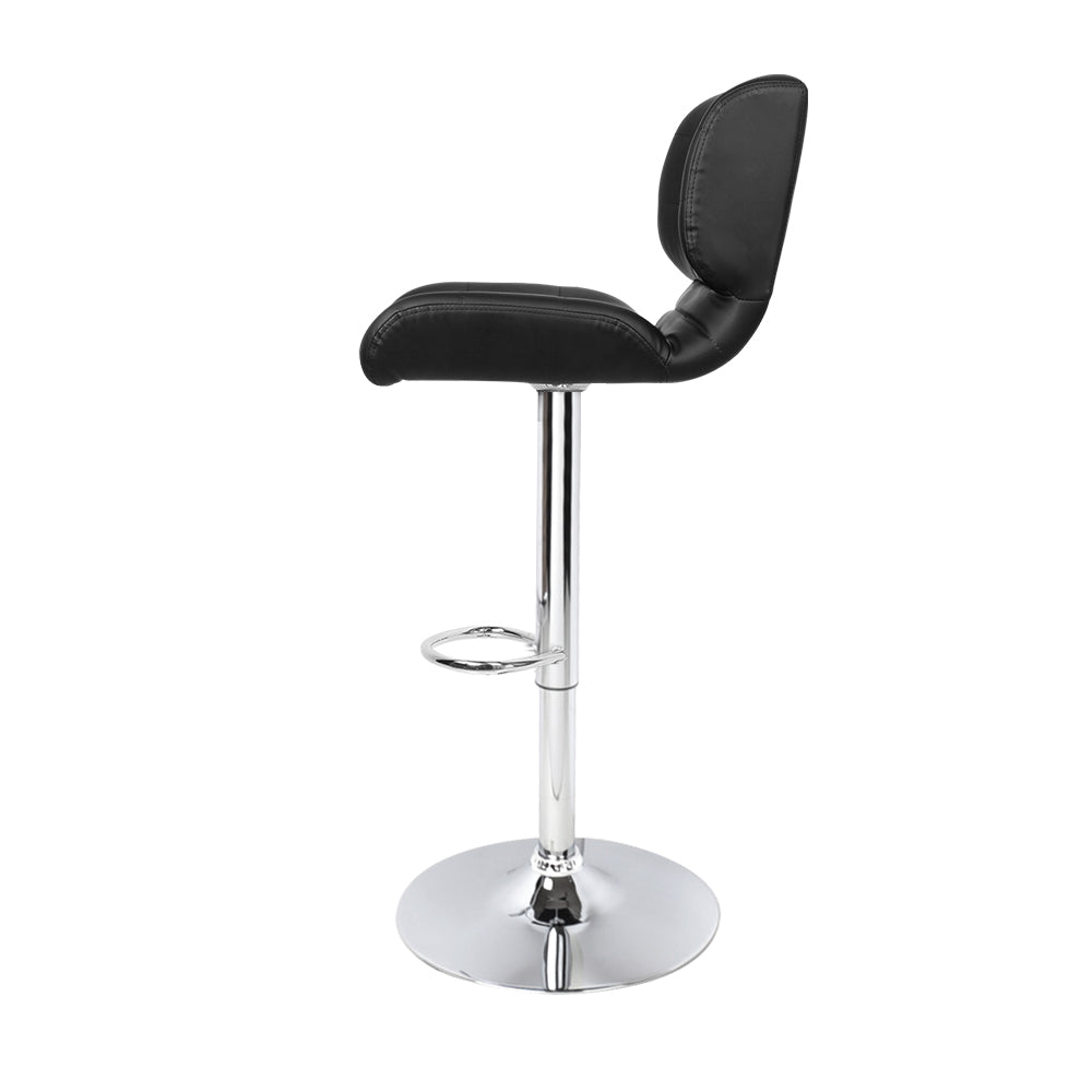 Marlook 2x Bar Stools Gas Lift Leather Padded Stool Black