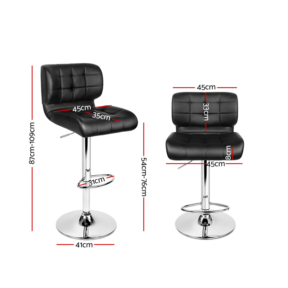 Marlook 4x Bar Stools Gas Lift Leather Padded Black