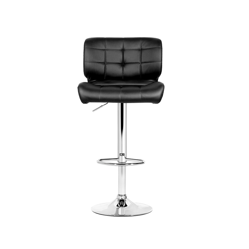 Marlook 4x Bar Stools Gas Lift Leather Padded Black