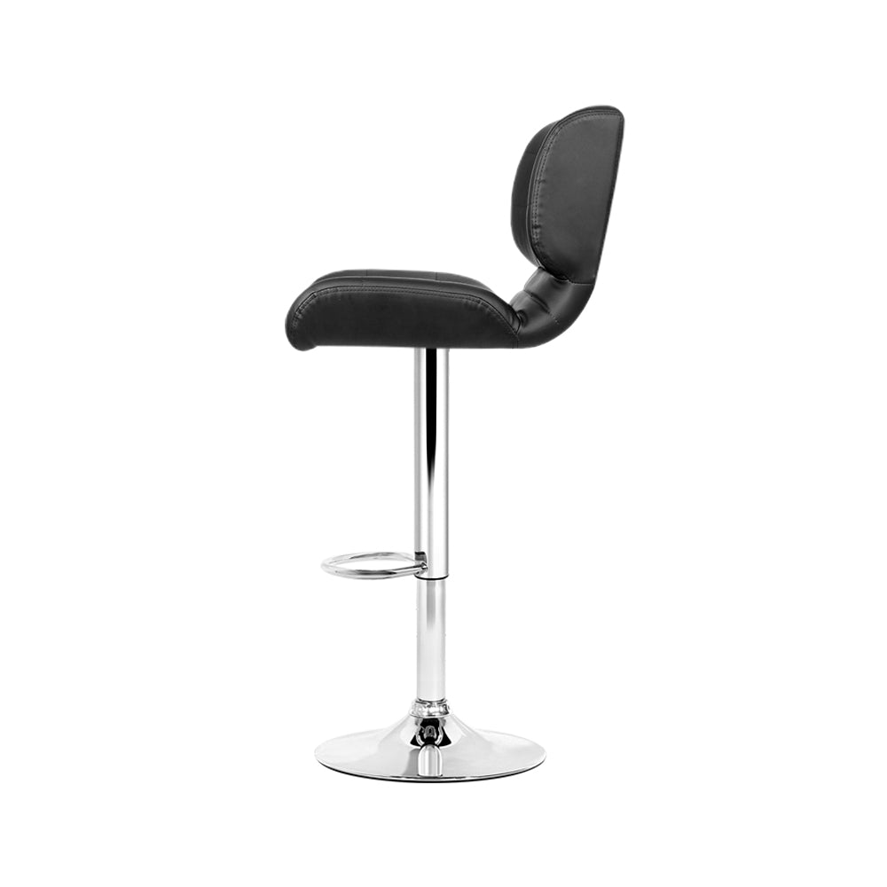 Marlook 4x Bar Stools Gas Lift Leather Padded Black