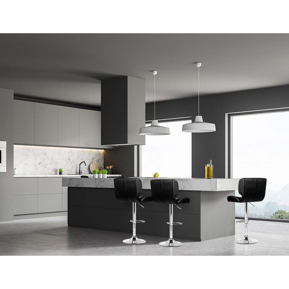 Marlook 4x Bar Stools Gas Lift Leather Padded Black
