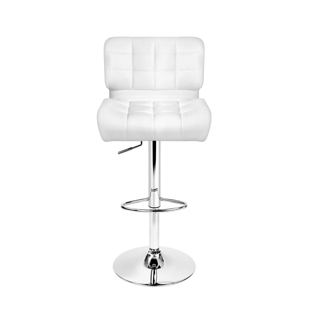 Marlook 2x Bar Stools Gas Lift Leather Padded White