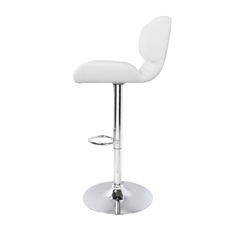 Marlook 2x Bar Stools Gas Lift Leather Padded White