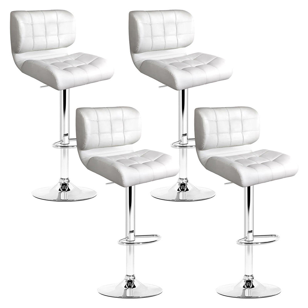 Marlook 4x Bar Stools Gas Lift Leather Padded White
