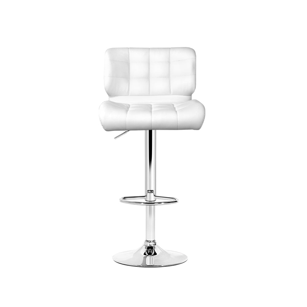 Marlook 4x Bar Stools Gas Lift Leather Padded White