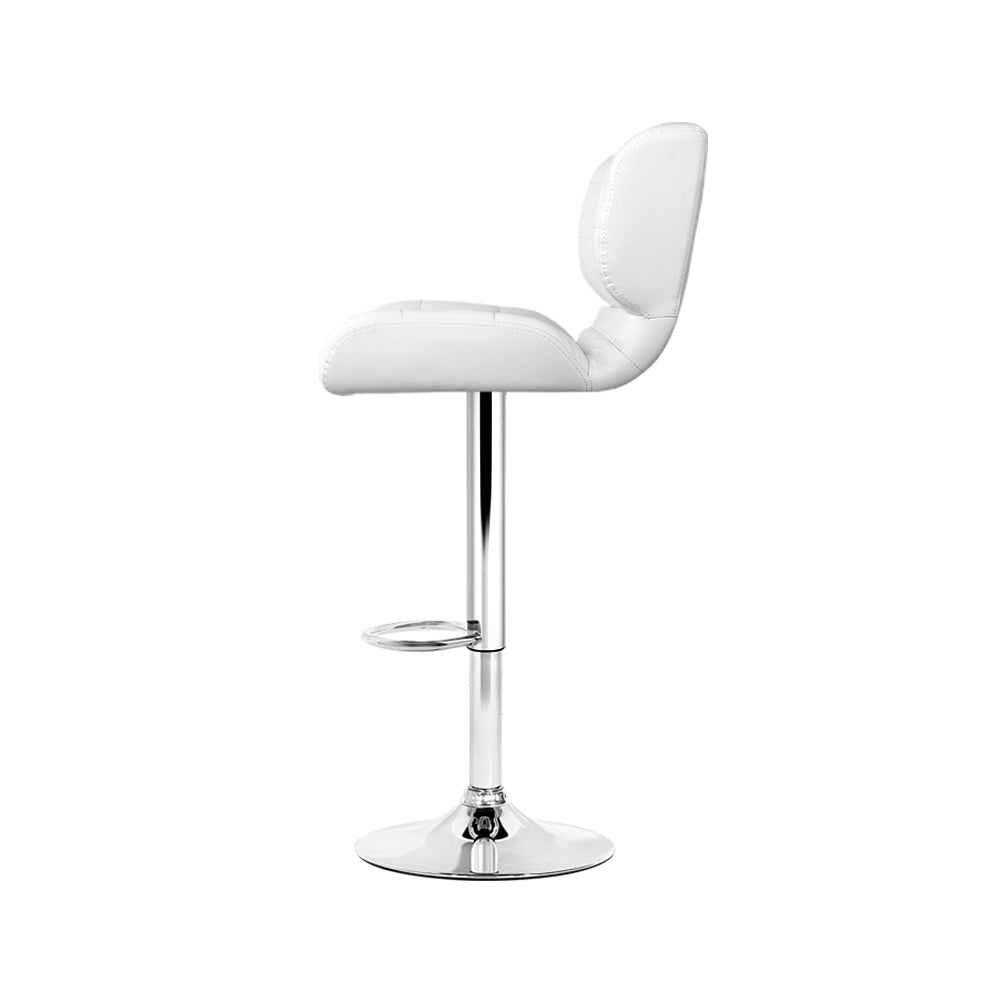 Marlook 4x Bar Stools Gas Lift Leather Padded White