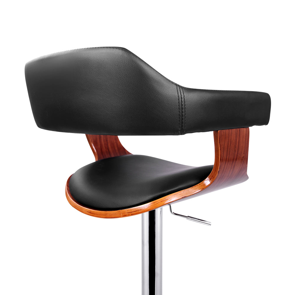 Marlook Bar Stools Gas Lift Leather w/Armrest Black