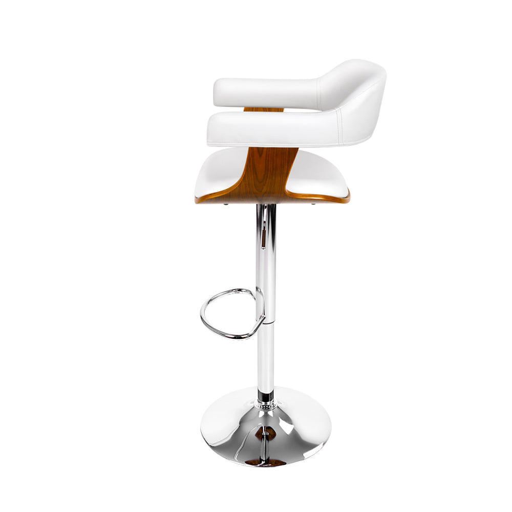 Marlook Bar Stools Gas Lift Leather w/Armrest White