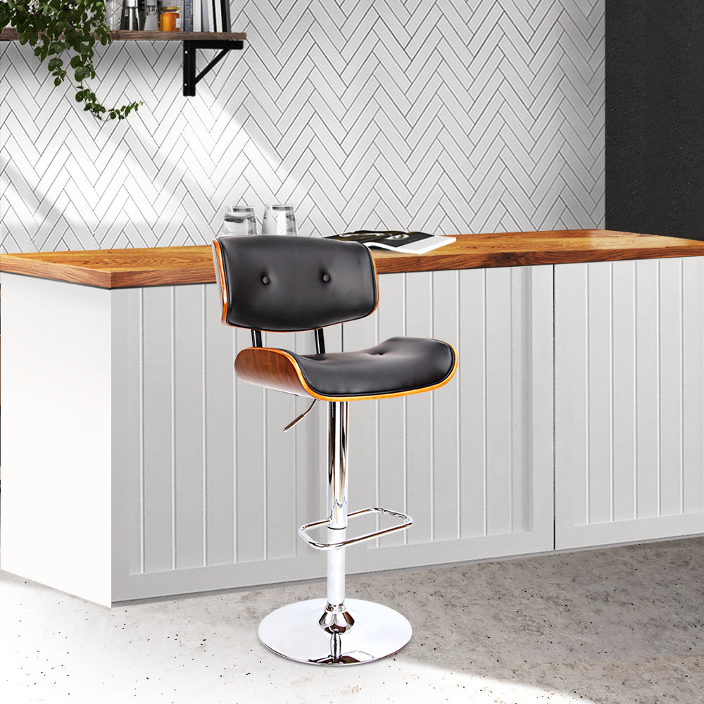 Marlook Bar Stools Gas Lift Leather Black