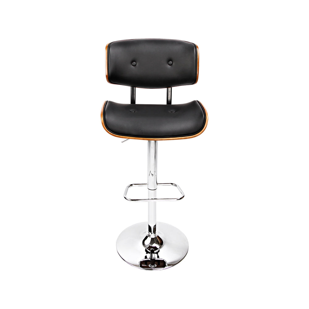 Marlook 2x Bar Stools Gas Lift Leather Black
