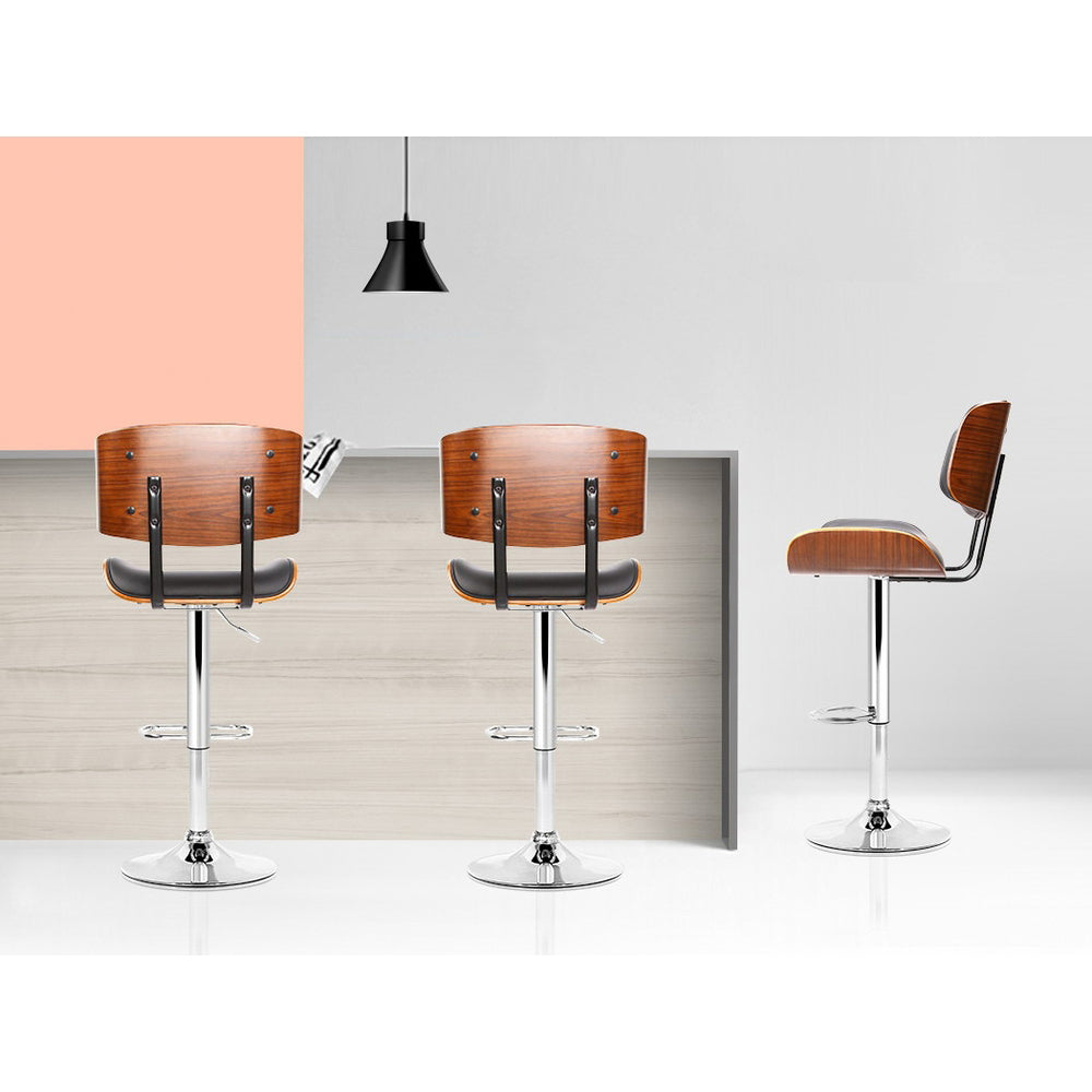 Marlook 2x Bar Stools Gas Lift Leather Black