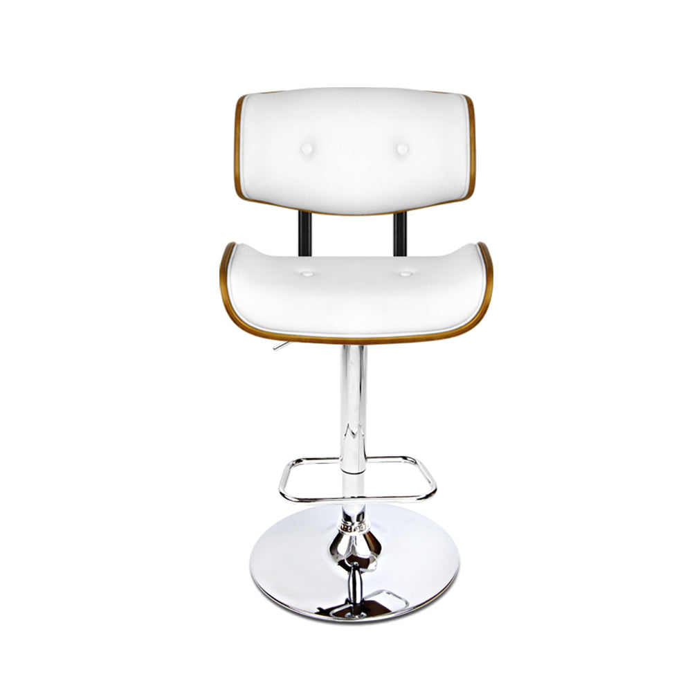 Marlook 2x Bar Stools Gas Lift Leather White