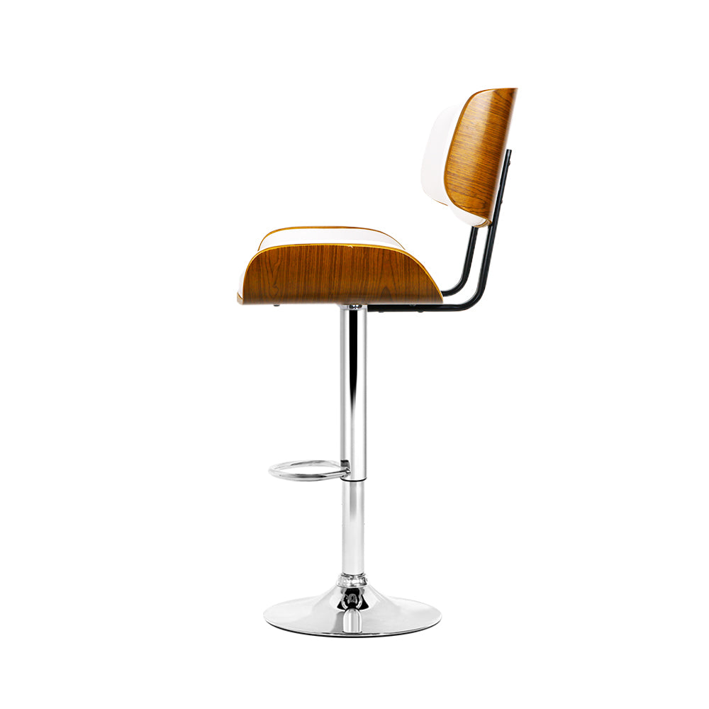 Marlook 2x Bar Stools Gas Lift Leather White