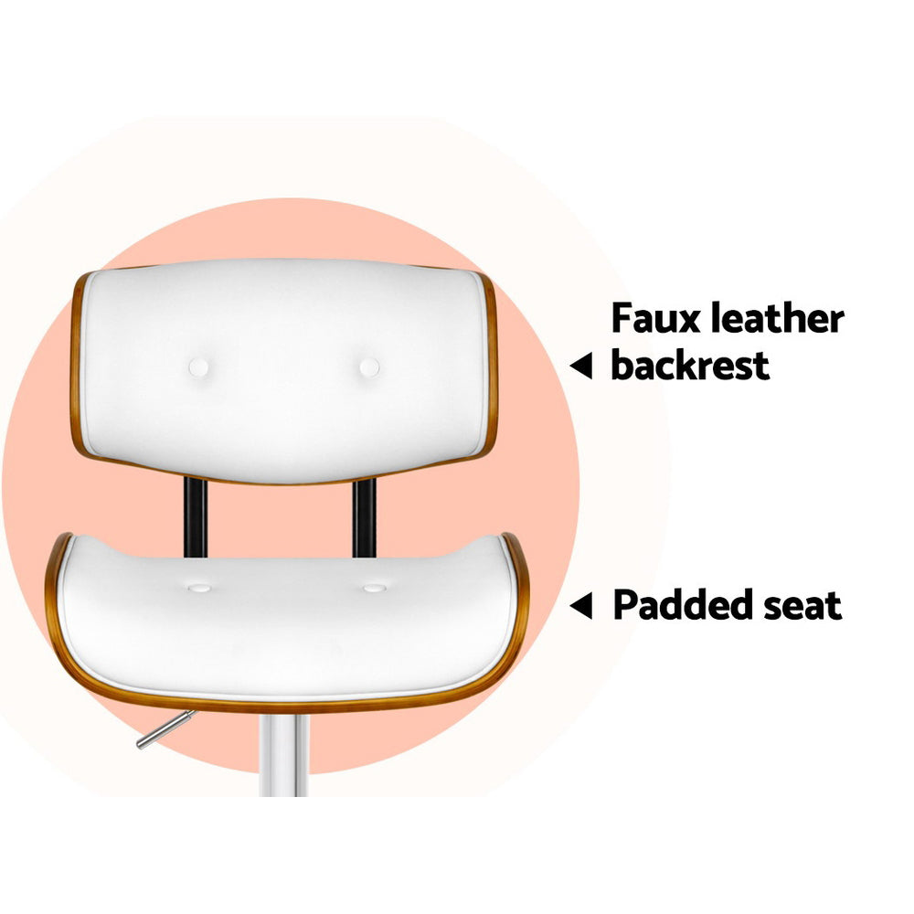 Marlook 2x Bar Stools Gas Lift Leather White