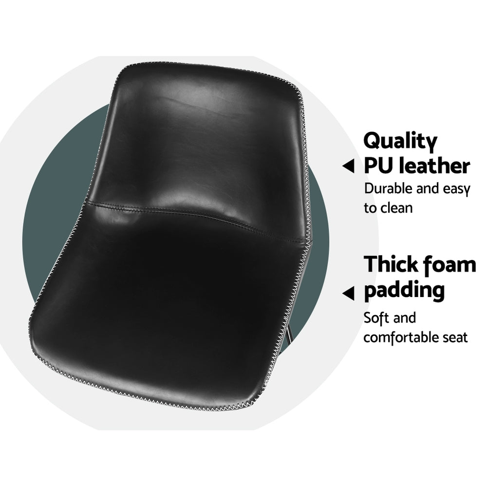 Marlook Bar Stools Kitchen Counter Barstools Leather Metal Chairs Black x2