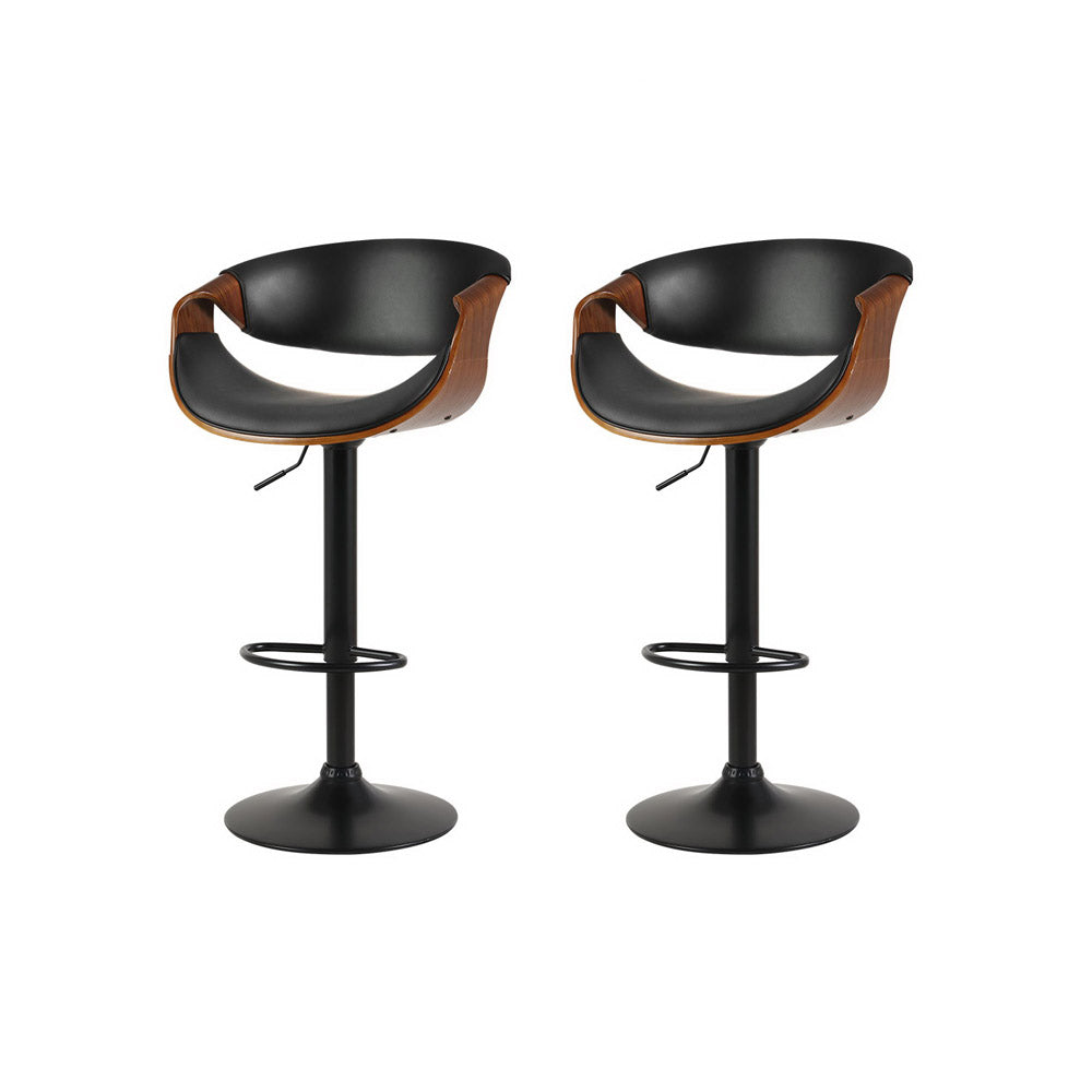 Marlook 2x Bar Stools Gas Lift Leather w/Armrest