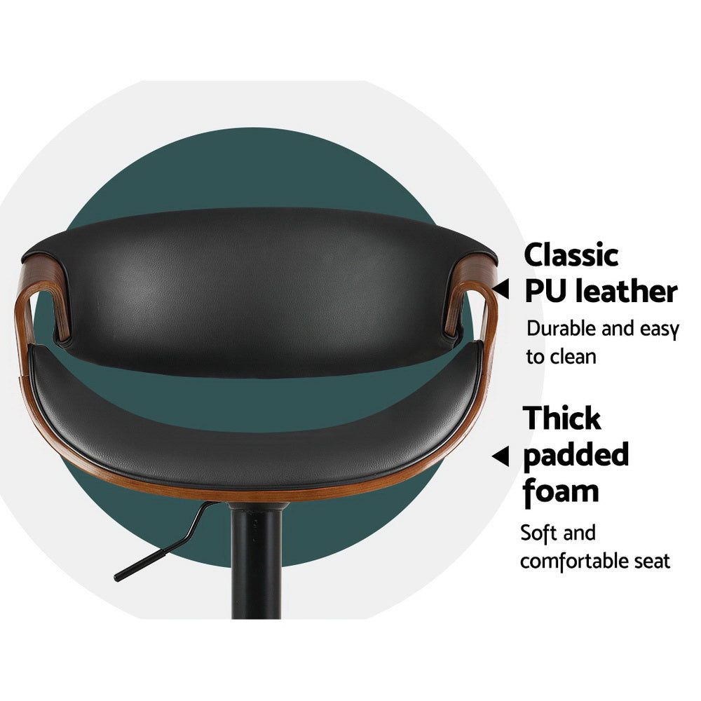 Marlook 2x Bar Stools Gas Lift Leather w/Armrest