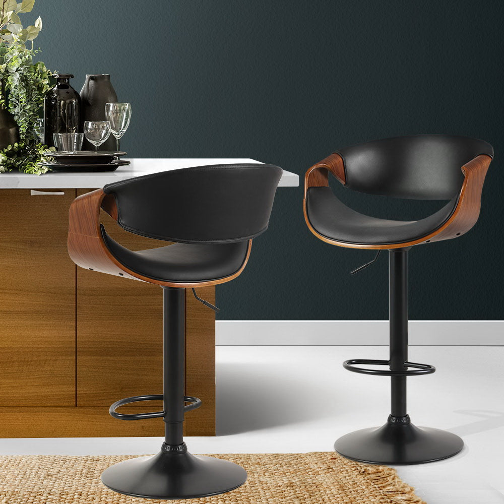 Marlook 2x Bar Stools Gas Lift Leather w/Armrest