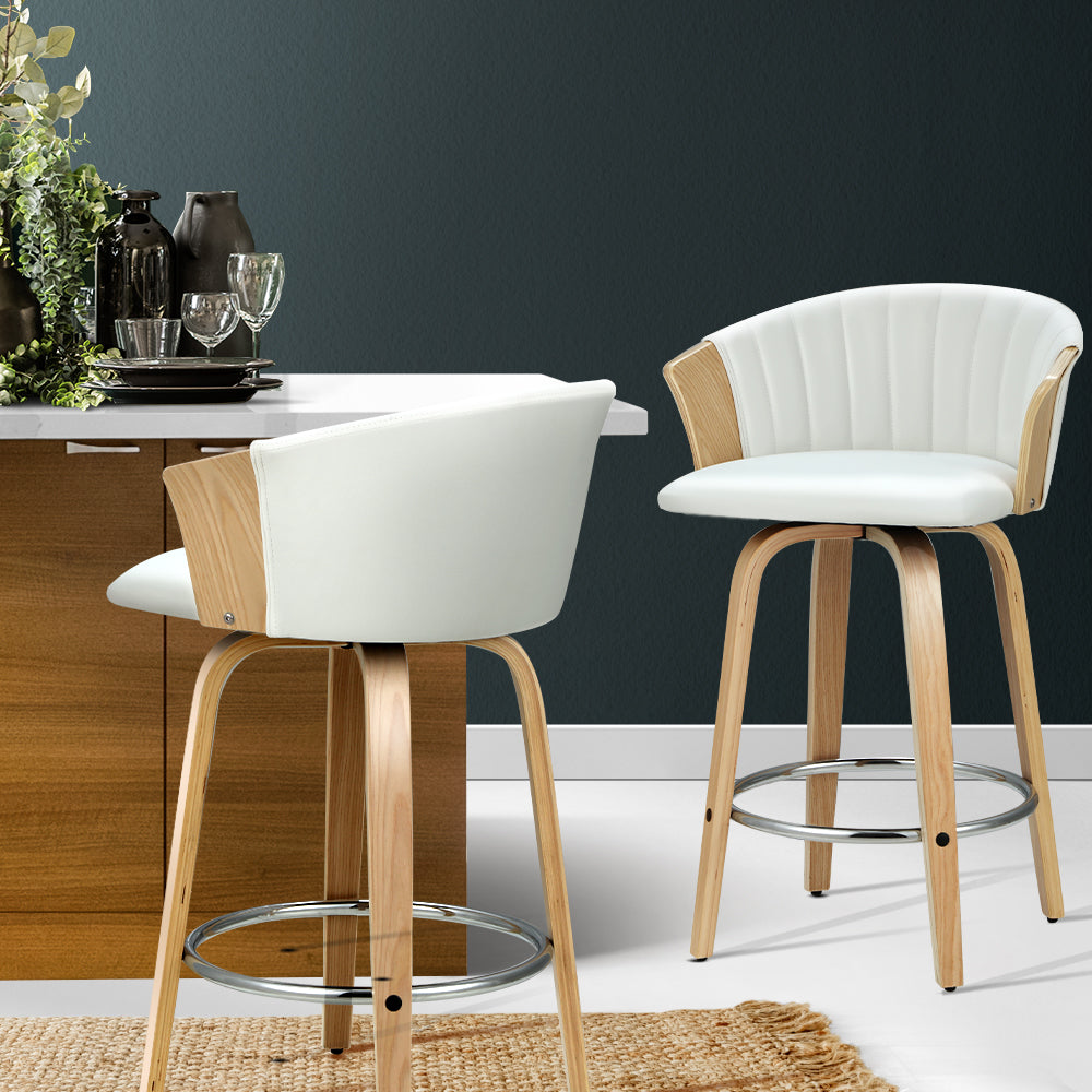 Marlook Bar Stools Kitchen Leather Barstools Swivel Counter Chairs x2