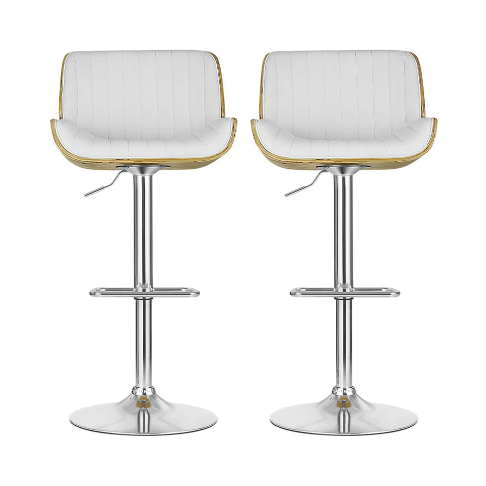 Marlook 2x Bar Stools Adjustable Leather Chairs